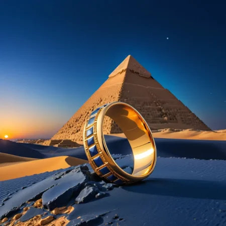 (ring showcase) <lora:13_ring_showcase:1.1>
Navy blue background,
high quality, professional, highres, amazing, dramatic,
(Ancient Egyptian pyramids and desert sunset:0.5),