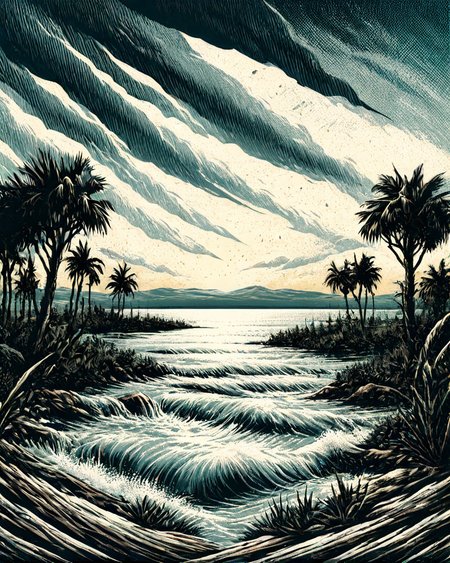 detailed, landscape of a Sparse Cienfuegos, at Dusk, Ultra Detailed, Naturecore, Sun Rays, 800mm lens, arcane, High quality, most beautiful artwork in the world, <lora:Western_Comic_Style:1>