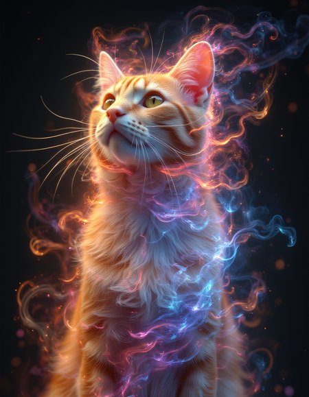 <lora:Aura_Flux-000010:1>,photography of a cat with aura made of bubbles,