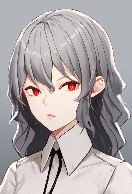 score_9, score_8_up, score_7_up, score_6_up, score_5_up, score_4_up, source_anime, 1girl, 
izanamirnd, grey hair, long hair, red eyes, gas_station_employee_uniform, 
masterpiece, best quality, very aesthetic, absurdres,