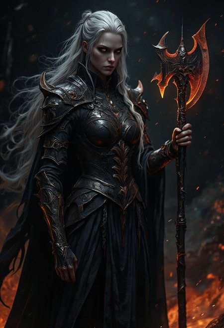 horror show, monster, nightmare, fear, 
“A Realistic women with tungsten black steel armor, Holding a glowing axe,human face,long white hair, perfectly detailed,Super detail face,high details on face,realistic face, character highly detailed, character sheets, Detailed, sharp focus, Super detailed full body, 32k resolution, Only a reality graphic,epic background,epic pose,horror,high resolution,Resonance,fire and ash background. The setting is a dark, gothic environment that enhances the creature’s eerie and mythical nature. The style is inspired by *The Witcher 3: Wild Hunt* for its deep mythical lore and dark fantasy elements.