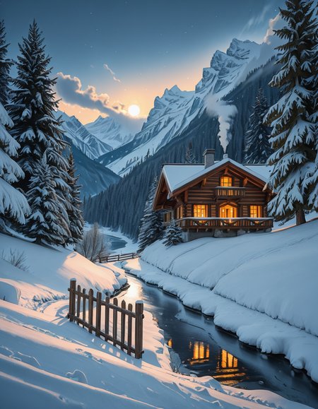 winter scene in the Tyrol illu