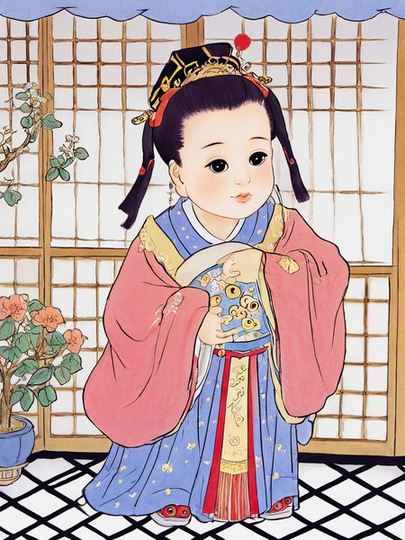 1girl,big_eyes,cute lovely,incredibly absurdres,wallpaper,upper_body,kawaii,chibi,hanfu.simple