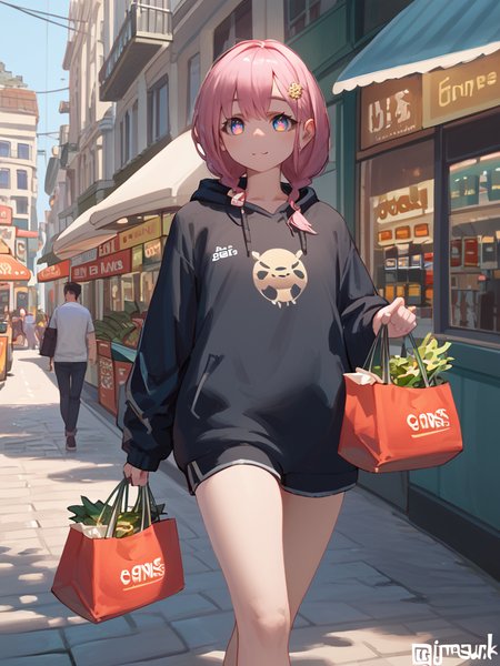 PDXL, <lora:JonsunV1:1>, j0nsun
1girl, cute face, detailed eyes, walking on a street with shopping bags