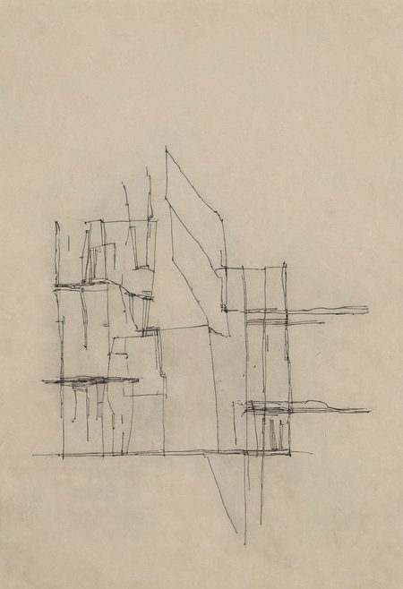 a professional hand sketch of architecture,
(POV view , DOF, first people view from the entrance, low angle shot:1.4),
(Ancient civilization, Alien Prometheus movie scene, dune movie scene:1.5), (The colonial city of the future, in the mist-filled Grand Canyon, on an unknown Earth-like planet, 2 moon on sky, Spaceship flight connects colonies, waterfulls:1.3), (Machu Picchu, a mountain settlement, incredibly spectacular:1.2), (Mario Botta:1.3), (avant-garde, future, reality, science fiction, photorealistic), (modern architecture:1.2), White limestone with black granite, fountain, waterfall, landmark, square, path, narrow street,
(Large Files, Ultra Realistic, 8K, 16k, FHD, HD, VFX, Perfect, Photography, composition, Architecture Sales Photography, Architecture Competition, Ultra High Resolution, Cinematography, High Resolution Image:1.1), (dramatic lighting, direct sunlight, ray tracing, clear shadow:1.2),  (real landscape:1.1), (blurred background:1.0), (urban background, more_details) ,
great lighting, extremely detailed, hillscastel, Neo Classic, Architecture sketch