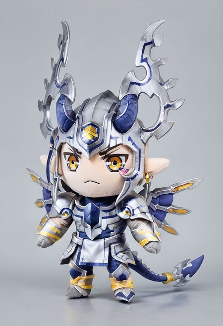 score_9, score_8_up, score_7_up,((plushify, chibi,  character stuffed toy)),dorugoramon,wings,horns,tail