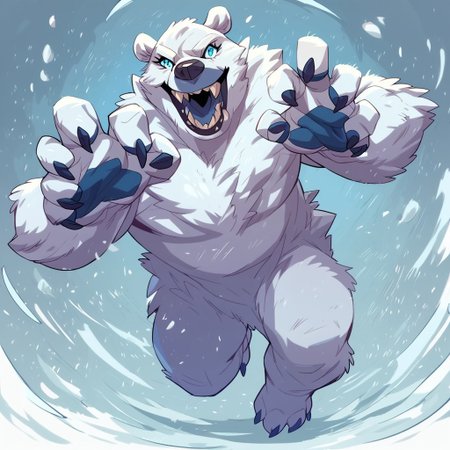 score_9, score_8_up, score_7_up, score_6_up,humanoid polar bear monster pose,dynamic composition,polar bear monster
