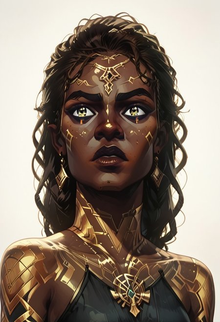 score_9, score_8_up, score_8_up, solo focus, solo, female focus, ArcaneEyesV1, brown hair, dark hair
BREAK 1girl, MelMedardaEP7-9Outfit1, dark skin, dredlocks, very dark skin, earrings, long hair, jewelry, braid, tattoo,