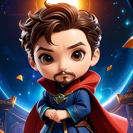 Doctor Strange reimagined as an adorable chibi,<lora:add-detail-xl:1.1>,<lora:PerfectEyesSDXL:0.8>,close up,perfecteyes,adorable_eyes,kawaii_pose,masterpiece,AND,best quality,highly detailed,sharp focus,dynamic lighting,vivid colors,particle effects,storytelling elements,narrative flair,8K,HDR,