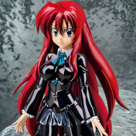 Rias made out of obsidian <lora:Obsidian SDXL:1>   <lora:Rias:1>