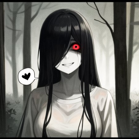 ((best quality)), ((highly detailed)), masterpiece, ((official art)), extremely detailed face, beautiful face, (detailed eyes, deep eyes), (1girl:1.33, solo), <lora:yamamuraSadakoTheRing_v3:.6>, yamamura_sadako, very long hair, black hair, hair over eyes, glowing red eyes, (pale grey colored skin), (<lora:crazyExpressions:1>, creepy smile, spoken heart), (white dress), in a well, in the background, outside, wet skin, wet clothes, (night sky), in a creepy forest, horror /(theme/)