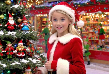 (((masterpiece))), ((Snowy Christmas scene in santas toy shop with beautiful blond haired girl facing the camera with iridescent blue eyes)), medium shot, background:snowy Christmas scene, ((Santas Elves Making Toys and christmas lights lit up around the toy shop)), (happy elves smiling and walking around toy shop enjoying the Christmas spirit), complex 3d render, intricate reflections, ultra-detailed, HDR, Hyperrealism, Panasonic Lumix s pro 50mm, 8K, octane rendering, raytracing, (((professional photography))), high definition, photorealism, hyper-realistic, bokeh, depth of field, dynamically backlit,  studio, vibrant details, ((professional Color grading)), photorealistic ,detailmaster2,photorealistic, sharp edges,  sharp focus <lora:locon_perfecteyes_v1_from_v1_64_32:1> <lora:more_details:1>