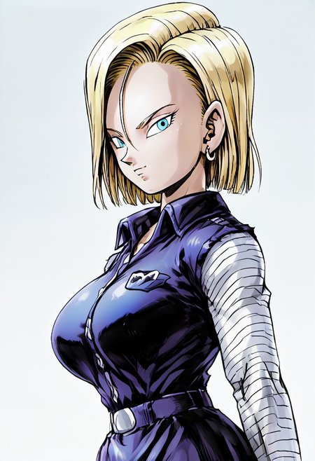(zPDXL3),
(zPDXLxxx),
1girl, 
solo, 
android_18, 
large breasts, 
adr18k1ck1x, 
cyborgc18dbz, 
blonde hair, blue eyes, short hair, earrings, 
striped sleeves,skirt,denim jacket,black shirt,
bust up, 
side view,
