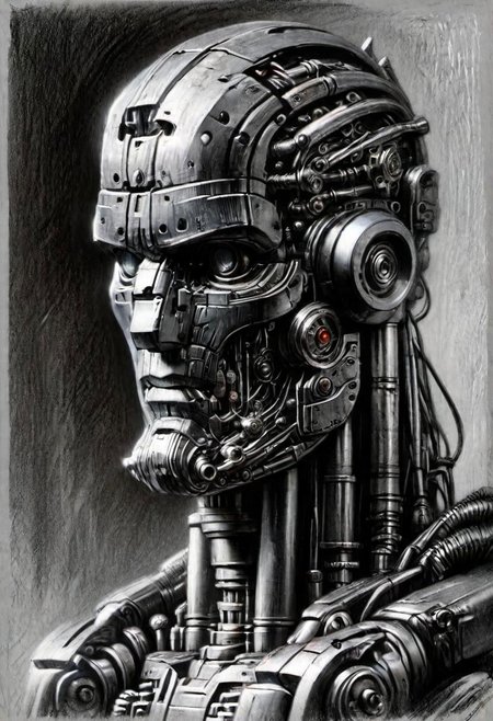 (masterpiece), 
terminator,
upper body,
HDR, highly detailed, 32k, 
looking at viewer,