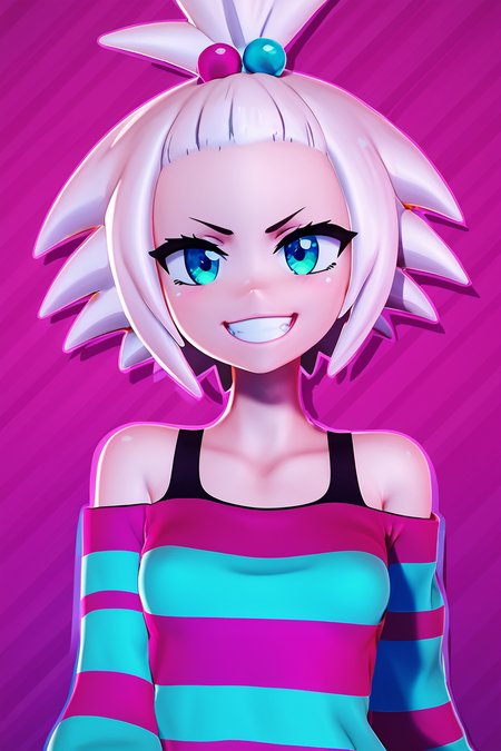 score_9, score_8_up, score_8, medium breasts, (curvy), cute, eyelashes,       BREAK, , zzRoxie, blue eyes, white hair, hair bobbles, topknot, striped dress, <lora:Roxie_Pokemon_PDXL_Citron:0.8>, , BREAK, smile, looking at viewer, cowboy shot, embedding:zPDXL, Expressiveh, <lora:Zy0n7_PDXL:1.0>,  <lora:SDXLFaeTastic2400:0.5>,  <lora:Expressive_H-000001:0.4>,
