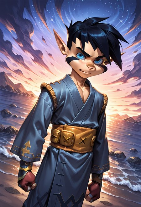 masterpiece, best quality, amazing quality, dynamic angle, dutch angle, abstract background, BREAK
solo, male, v3xx, black hair, pointed ears, blue eyes, yukata, japanese clothing, BREAK
<lora:cfg_scale_boost:.5>  <lora:Vexx_-_Vexx_-_ILXL:1>
