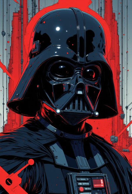 This is a digital artwork in the style of ckgr, detailed vector illustration,  Darth Vader in simple geometric style,