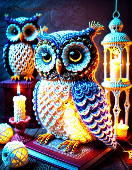 magicyarnlora, 1owl, portrait, candle