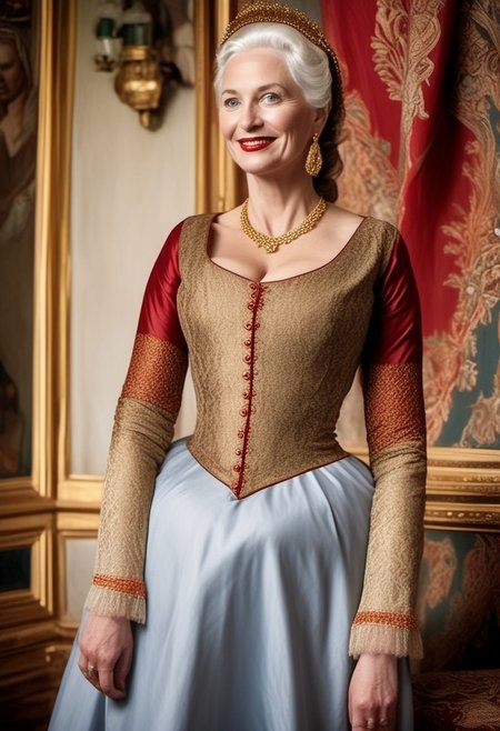 breasts shot,( life-like skin texture:1.5), realistic skin, (18th century:1.5), Europe, (victorian times), beautiful and mature, Tall, Strong, perfect face, Experienced middle-aged Empress, tradition ethnic Black royal clothes, covered hair, expensive fabric, photorealistic, realistic, extreme realism, (masterpiece, photorealistic), dappled sunlight, studio lighting, imperfections skin, probes, (photorealistic:1.6), <lora:add_detail:0.8>, medieval queen, royal banquets, female guards, include masques (a form of courtly entertainment with dancing, acting, and elaborate costumes), feasts, and balls. Gowns and Kirtles: Women wore long, flowing gowns made of luxurious silk, dressed sexy and attractive, (Empire waists:1.5), (white hair:1.5),( red lips:1.5),( subtle evil smile:1.5), white teeth
2girls,
(50 years old:1.5), 
1boy,
slave boy,
milfs,
moms,
(busty:1.3), 
(Horny:1.3), 
orgasm face, 
grannies, 
married, 
cheating, 
Mistress, 
French Queen medieval,
Empress, 
(determined look:1.5), 
(brave:1.5),
dominant presence, 
orgasm face, 
shocked, 
traditional 1650 royal outfit,
Powerful women, 
long legs, 
exposed legs, 
sexy legs, 
bustle dress, 1woman, loose pants, harem_pants, see-through, silk, tight-fitting shirt, impossible shirt, large breasts, long hair, loose_scarf, head_scarf, jewelry, , giga_busty