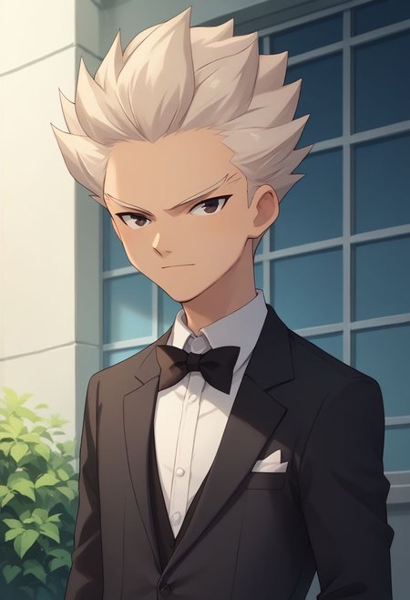 score_9, score_8_up, score_7_up, source_anime, highly detailed, slender, skinny, half body,
male focus, 1boy, solo, white hair, formal, suit, 
outdoor,