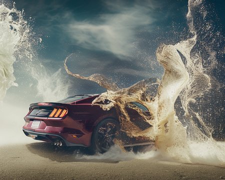 hyperfluid ford mustang, dramatic lighting