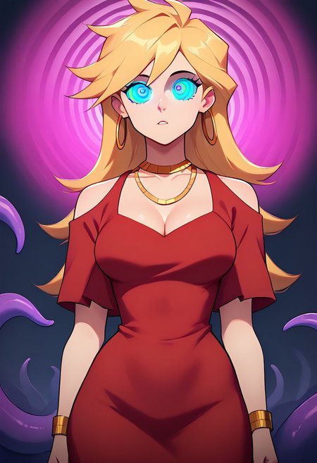 score_9, score_8_up, score_7_up,
Girl, panty anarchy (psg), sky blue hoop earrings , standing, red dress, gold necklace, gold bracelets, glowing blue spiral eyes, deeply hypnotized, cleavage, areola peek, medium breasts, hypnotized by tentacle, cowboy shot
<lora:Hypnotic_Tentacle:0.9>, expressionless, hypnosis