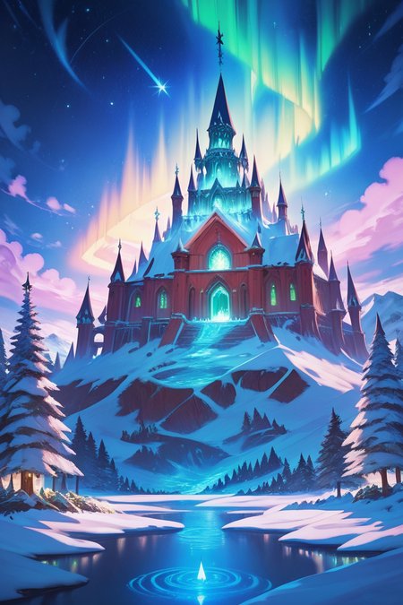score_9, score_8_up, score_8,  ,,,  AuroraSpireCastle, night, snow, lake, shooting stars, (Christmas, Christmas tree, Christmas lights, red and green light bulbs),  ,<lora:AuroraSpireCastlePDXL:1.0>,   ,,, smile, looking at viewer,  ,,, embedding:zPDXL,  <lora:SDXLFaeTastic2400:0.5>,