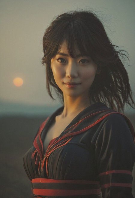Busty pureerosface_v1 Matoi Ryuuko, Cotton senketsu, Slender, flat chested, blushed smile, very detailed, deep blacks, infront of sun dawn
atmospheric haze, Film grain, cinematic film still, shallow depth of field, highly detailed, high budget, cinemascope, moody, epic, OverallDetail, gorgeous, 2000s vintage RAW photo, photorealistic, candid camera, color graded cinematic, eye catchlights, atmospheric lighting, skin pores, imperfections, natural, shallow dof