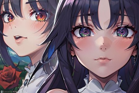(masterpiece:1.4), 4K8K, (anime style), (high shutterspeed:1.4), (sharp edges), 
SyFyEye1, 
1woman  hands togather,  leaning foward, face focus, 
wearing Celtic style dress, (Detailed face, Detailed eyes), 
any colored roses, Alps in the background,