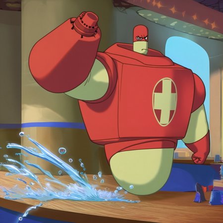 osmosisdrix, score_9, score_8_up, score_7_up, high quality, masterpiece, source_anime, robot, clenching fist, aiming, 1boy, looking at viewer