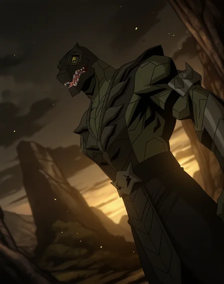 <lora:Reptile_(Mortal_Kombat_Legends_Scorpion's_Revenge)_(Illustrious)_(AD):1.35> Reptile_MK, muscular, Mortal Kombat, 
dutch angle, exterior, monumental architecture, wasteland, dark night sky with black clouds, mountains, ancient Asian stone ruins, 
male focus, gradient coloring, villain, cowboy shot, white teeth, 
BREAK very awe, aesthetically pleasing, masterpiece, best quality, amazing quality, very aesthetic, perfect depth of field shot, in'ei, source_furry, furry_art, 
Smooth Quality, lazympos, IllustQualXL_Pos,