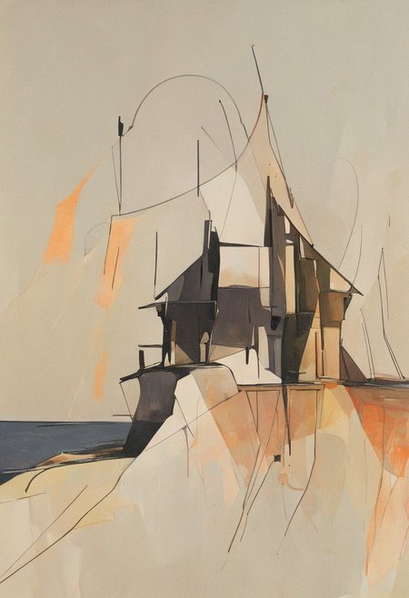 (Silhouette of a house on the cliff beside coast, flat painting background:1.5),
(abstract painting, impressionism, watercolor, oil painting brushstrokes, oil painting texture:1.3),
(brutalist architecture, BRIGHT green AND DARK BROWN color palette, curve LINE, circle, ellipse, core), AK, abstract, deconstruction, geometry, geometric composition,paint painting,harmonious colors, black frame,rectangle, tilt, flat painting, framex, horizontal, Constructivism, Fauvism,