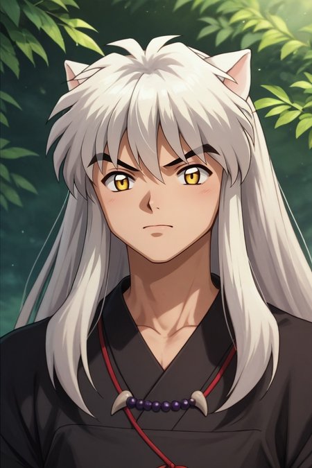 score_9, score_8_up, score_7_up, source_anime, rating_safe, , , , depth of field, 1boy, solo, male focus, <lora:inuyasha_pony:0.78>, inuyasha, white hair, yellow eyes, long hair, animal ears, dog ears, , , , , , , <lora:sdxl_lightning_8step_lora:1>