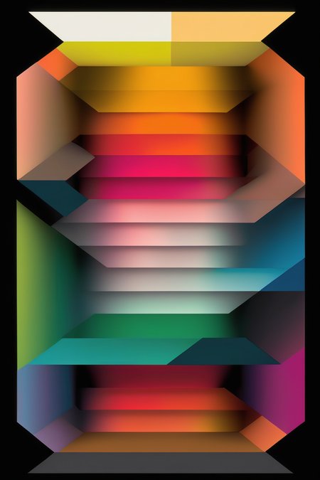<lora:Felipe Pantone Style:1>Felipe Pantone Style - graphic of a rectangle split into four exagons and pentagos - each with a different colour in gradients