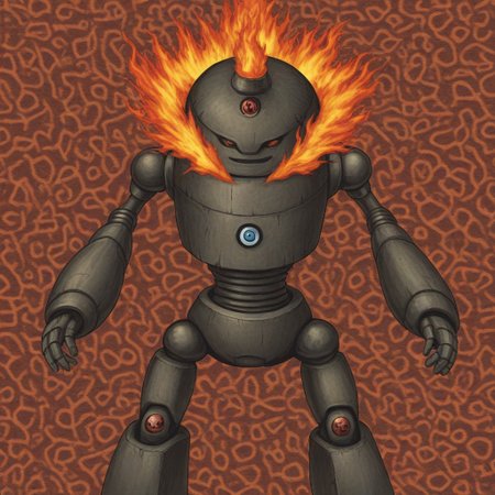 masterpiece, best quality, 
1boy, solo, no humans, 
(typhlosion:0.5), 
(robot:1.5), 
fire, 
abstract background
