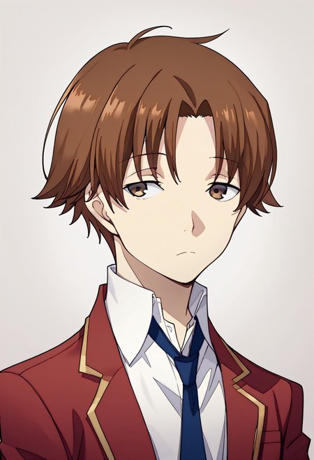 score_9, score_8_up, score_7_up, source_anime, 1boy, solo, expressionless, kiyotaka_ayanokouji, brown hair, brown eyes, short hair, bangs, parted bangs, <lora:zs_P3ReloadPortraitsXL:1> p3reloadportraits, portrait, white background, red_jacket, blue_necktie, collared_shirt
