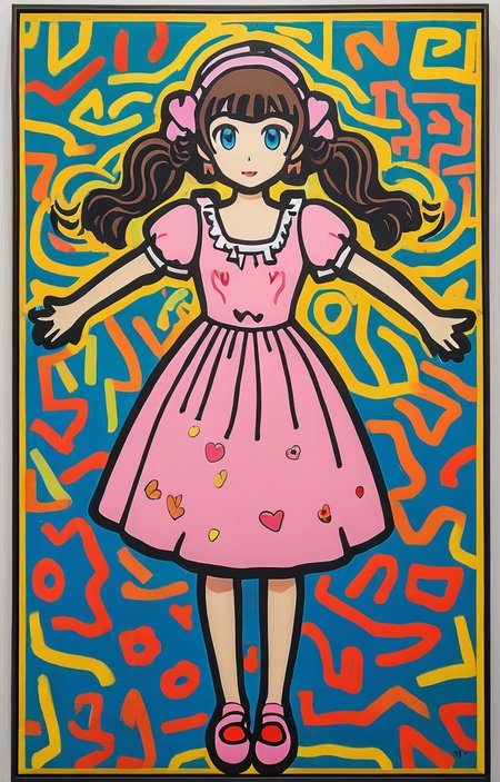masterpiece,best quality,<lora:tbh164-sdxl:0.9>,illustration,style of Keith Haring, portrait of idolmaster cinderella girls,