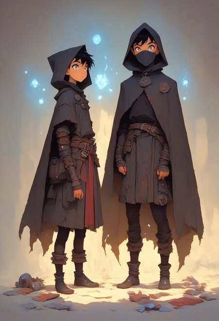 FFAnime Style, Score_9, Score_8, Score_7, 1boy, a handsome man, 20 years old,  black hair, grey eyes, explorer,  brown leather outfit, cloak, hood <lora:FFAnime:0.7>