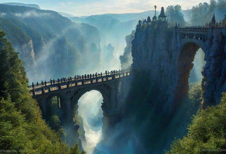 towers ringed in mist, sunrays, mixed media, surrealism, fantasy, great lighting, A surreal landscape highly detailed, extremely high-resolution details, appears trapped in an optical illusion of reflections and refractions colorful, Zhangjiajie mountains,  Vienna in contemporary Austria, baroque architecture, European architecture, (stone arch bridges:1.15), winding rivers extending to the horizon, professional photography, natural lighting, volumetric lighting maximalist. vivid, vibrant colors, intricately detailed, (psychedelic colors, psychedelic lighting:1.15), complex, elegant, expansive, fantastical, film photography style, medium grain, cmnt
 (8k uhd:1,4)
 <lora:add-detail-xl:1>
 <lora:Dynamic Poses:1>