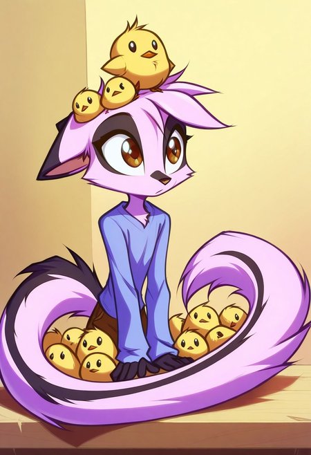 Dreamkeepers,1girl,Prelude_Vi,solo,furry,tail,source_furry,hazel eyes,
child, kid,
masterpiece, best quality,  A chick with an eggshell on its head. Its head is tilted...