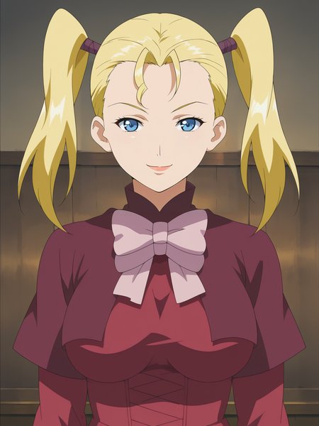 <lora:Tina-The_Duchess_of_Busty_Mounds:0.7>,Tina,1girl,solo,blonde hair,twintails,blue eyes,breasts,dress,upper body,looking at viewer,indoors,smile