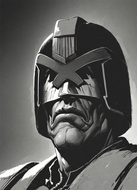 pencil drawing, man,jdgdrddcom, helmet, uniform, boots, grim expression, dark room, dark, hard shadows, monochrome, hard light, upper body portrait, manly, retro artstyle, city background,
 <lora:Judge_Dredd_Comic_Style_Pony_SDXL:0.8> <lora:Dark_Novel:0.8>, score_9, score_8_up, score_7_up,