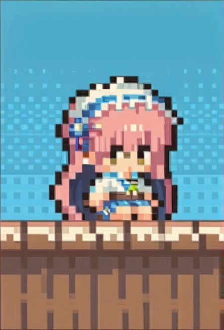 (1girl, solo,, , chibi, pixel art, full body, tagatame, (Gotoh_Hitori:1.3):1.3),(Sitting, full body focus, body focus:1.3),zPDXL3,SimplePositiveXLv2