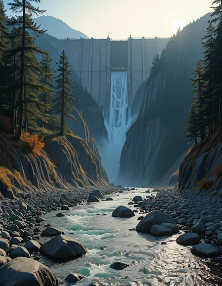 powerful dam illu