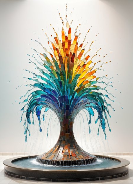 water fountain, waves, splashing, colorful, white background, artmsc, multiple lights, gradients, mosaic,
<lora:ArtfullyMOSAIC_SDXL_V1:0.8>