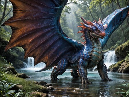 <lora:MH_Namielle_a1_5_PonyXL:0.9>,score_9,score_8_up,score_7_up, nature photography, action, cropped photo, (motion blur)
sunlight, bloom, subsurface scattering, sharp hyper detailed, dramatic lighting, , (shiny metallic skin:1.2), (ultra-detailed small micro scales), bright highlights,
namielle,feral,by zackary911,by syuro,by hanuvo, whiskers ,closed folded wings, massive size, (wide head:1.2), water dripping off body and wings, wet body, wet spray ,solo,hi res,detailed background, river, stream, lake,   <lora:RM_Enhancer_v1.0_bf16:.1>  <lora:p:.2> <lora:Add_More_details_SD3:.5> ,